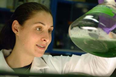 student in science lab